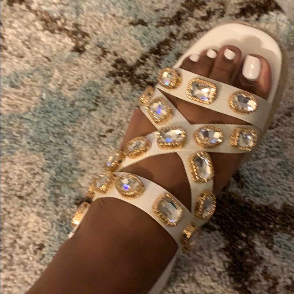 White jeweled Sandals!